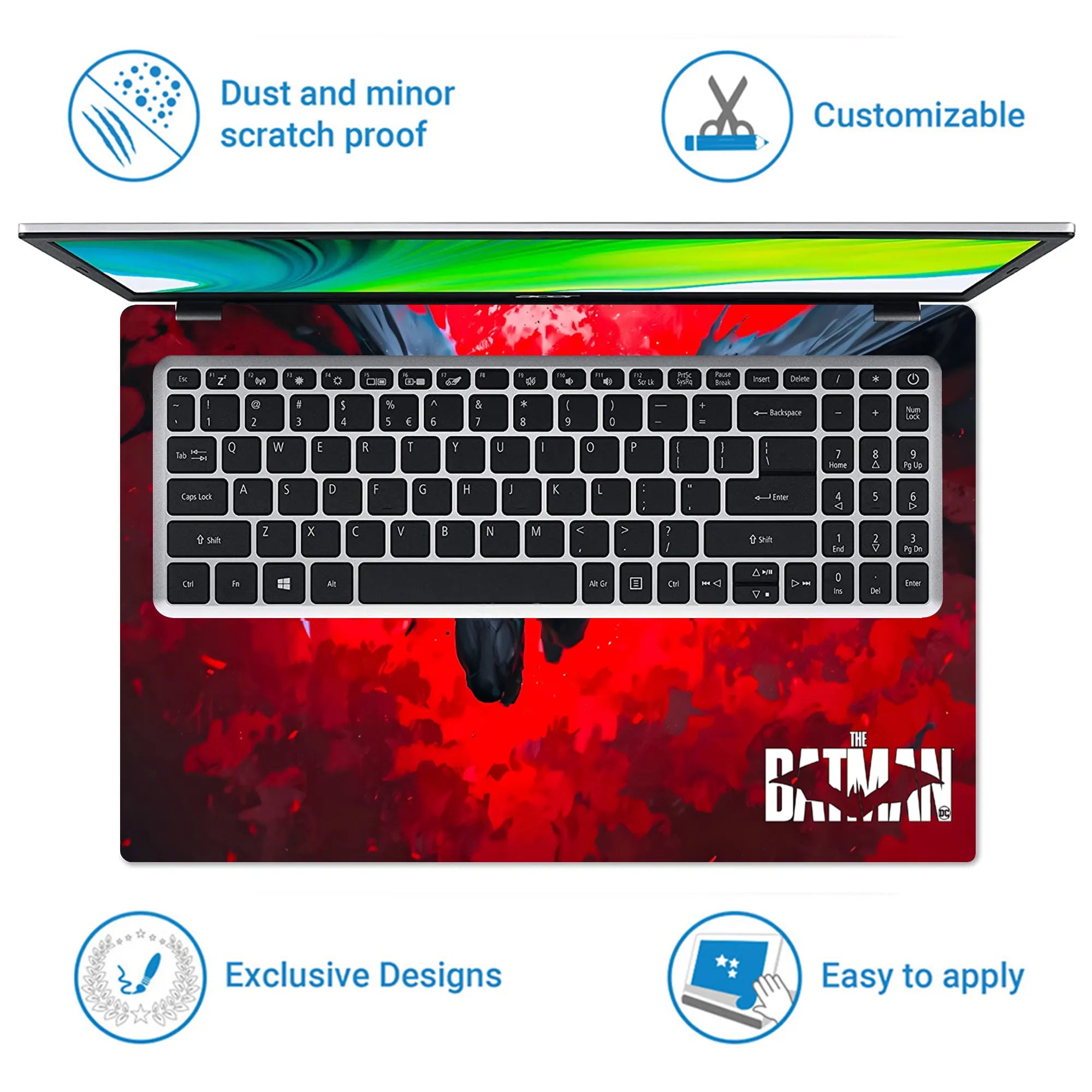 Laptop Skin - Dynamic Comic Book Hero Red Fury