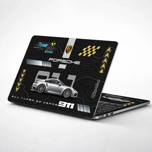 Universal Laptop Skin - Porsche Silver 911 Speed Zone