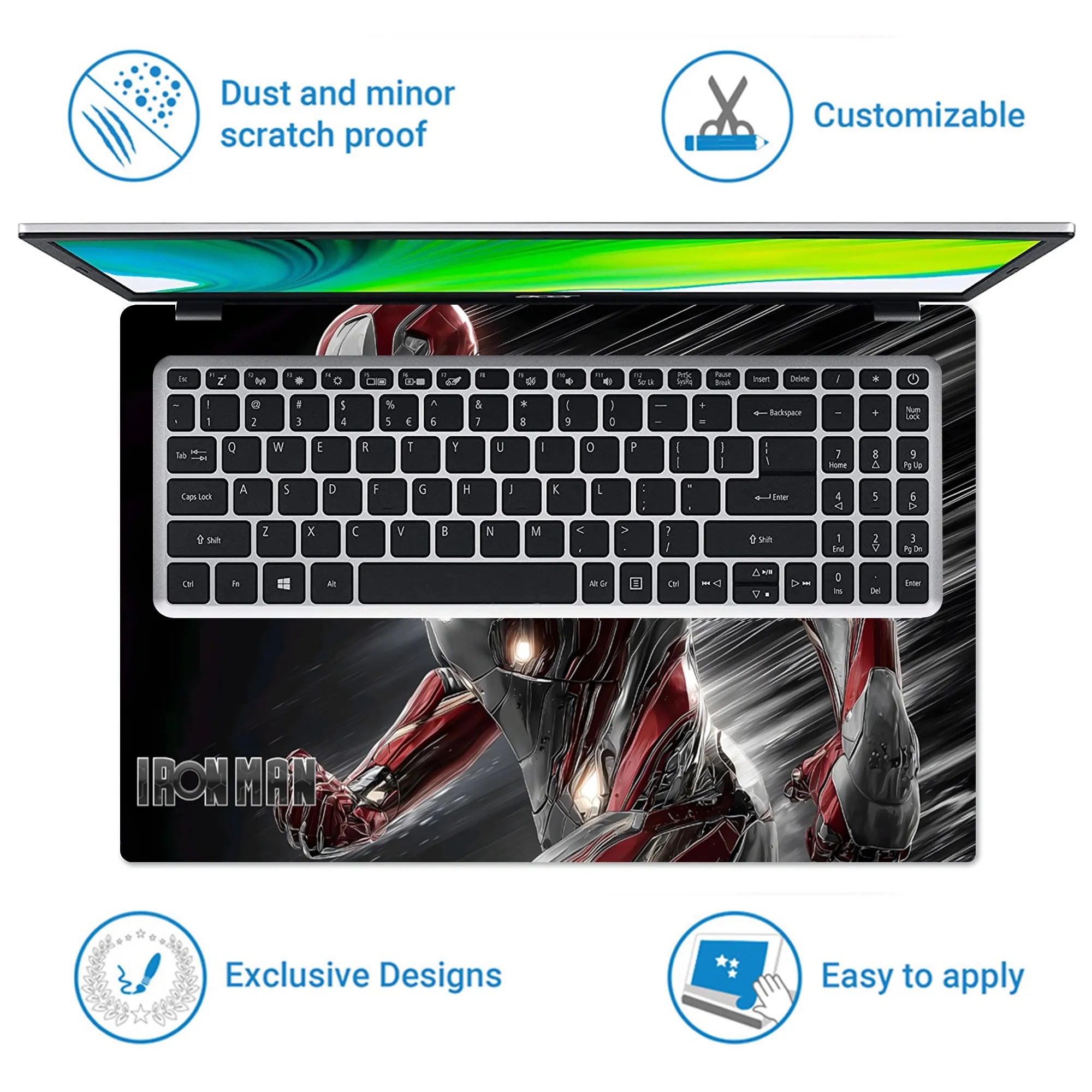 Laptop Skin - Dynamic Comic Iron Man Silver Red