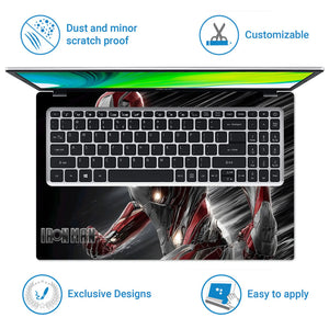 Laptop Skin - Dynamic Comic Iron Man Silver Red