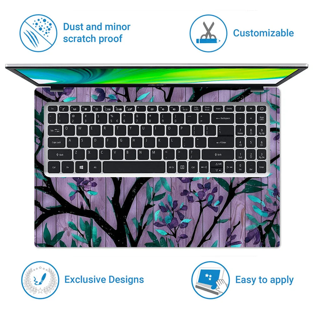 Universal Laptop Skin - Purple Floral Branch Art