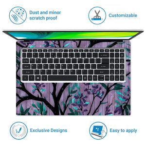 Universal Laptop Skin - Purple Floral Branch Art