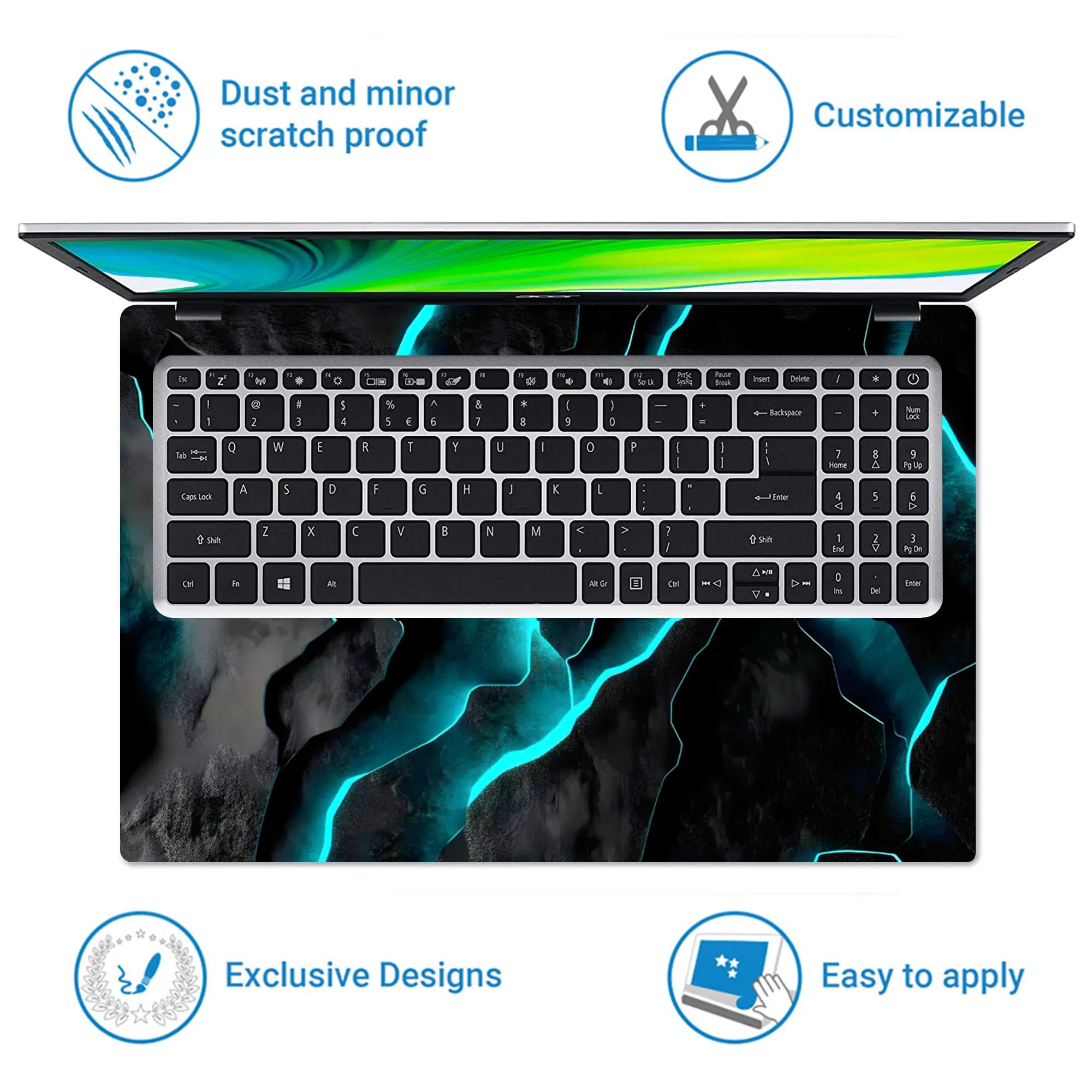 Laptop Skin - Futuristic Abstract Black Blue Texture