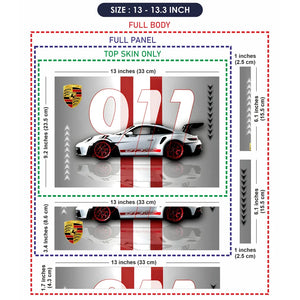 Universal Laptop Skin - Porsche GT3 White Stripes