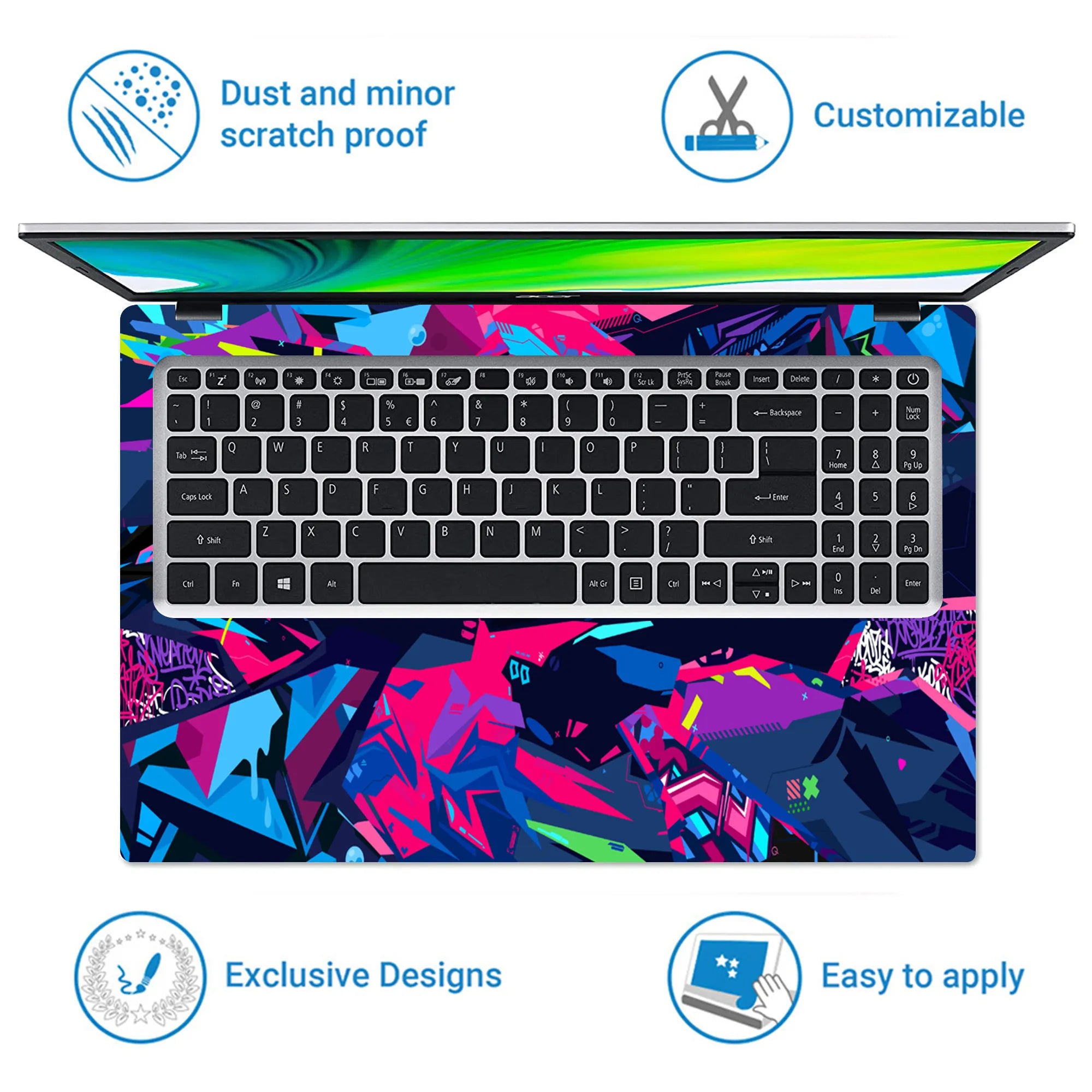 Laptop Skin - Neon Cyber Praise Burst