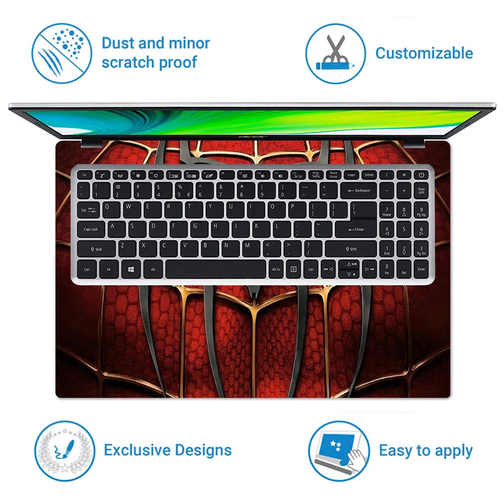 Universal Laptop Skin - Black Spider Red