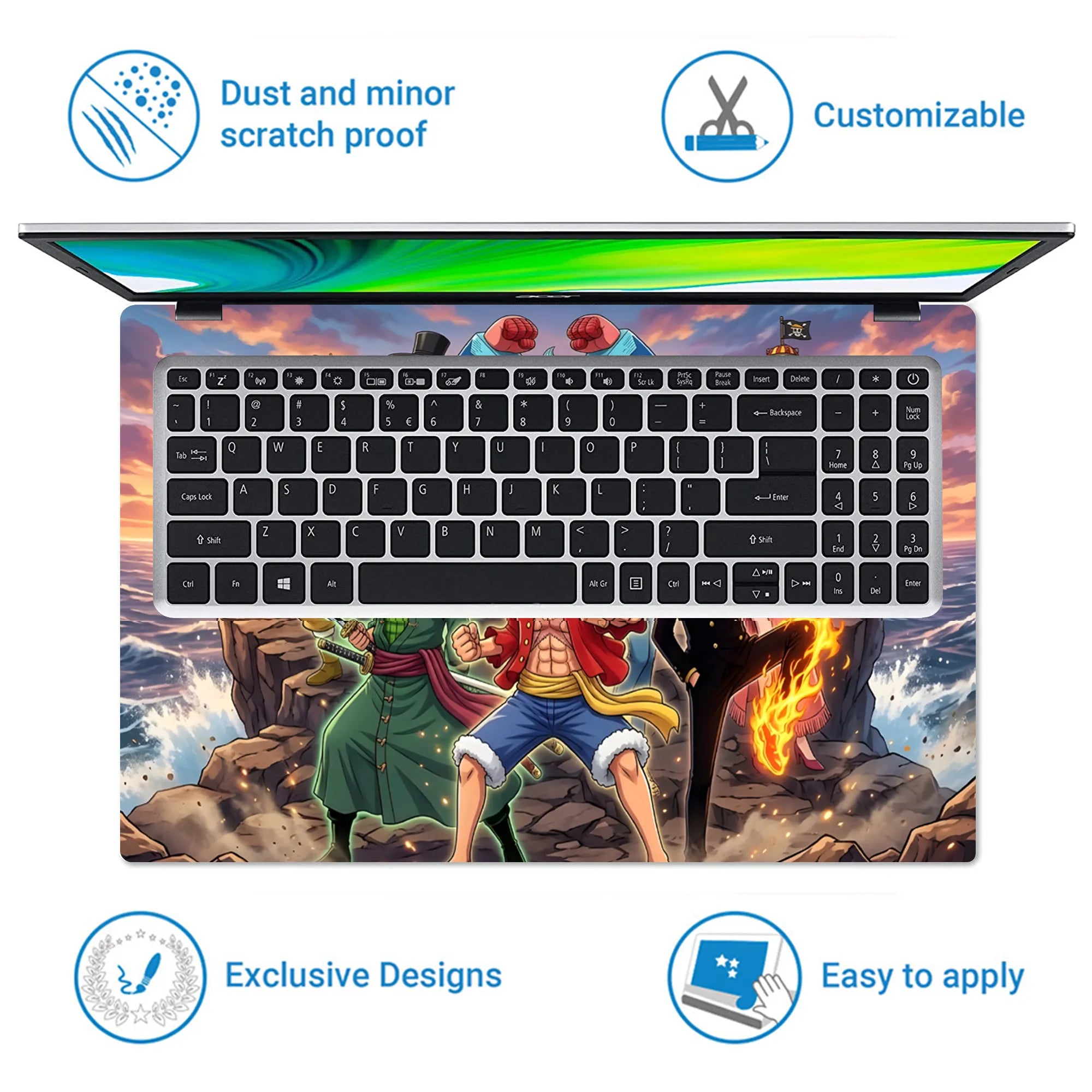 Laptop Skin - Vibrant Anime Pirate Crew Ocean Adventure