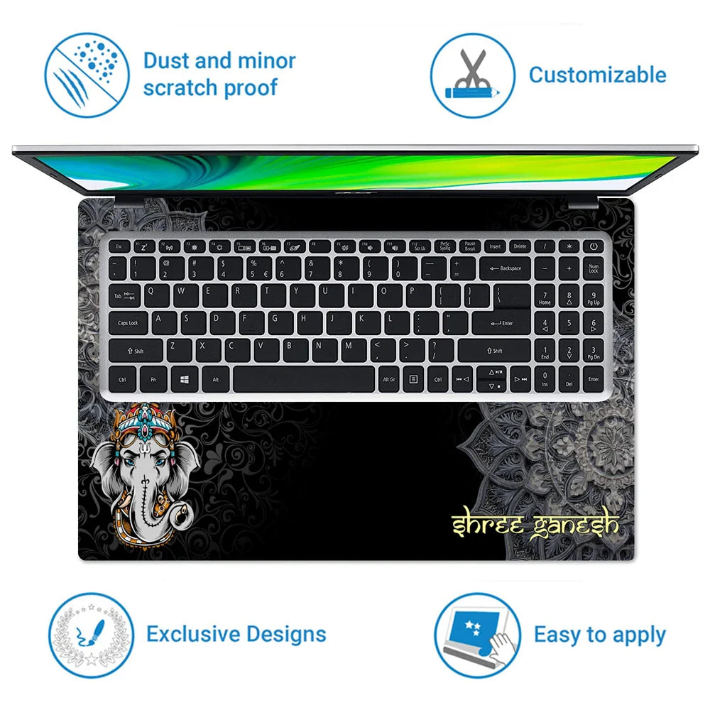 Universal Laptop Skin - Golden Ganesha Art