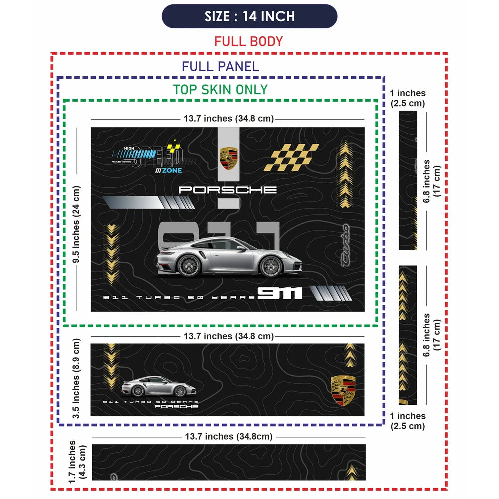 Universal Laptop Skin - Porsche Silver 911 Speed Zone