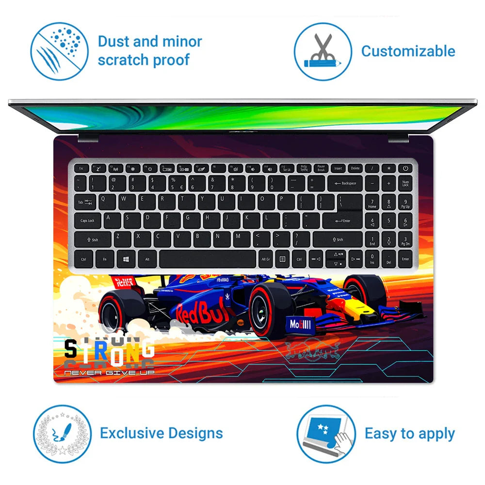 Universal Laptop Skin - Blue Red RB19 Racing Car Art