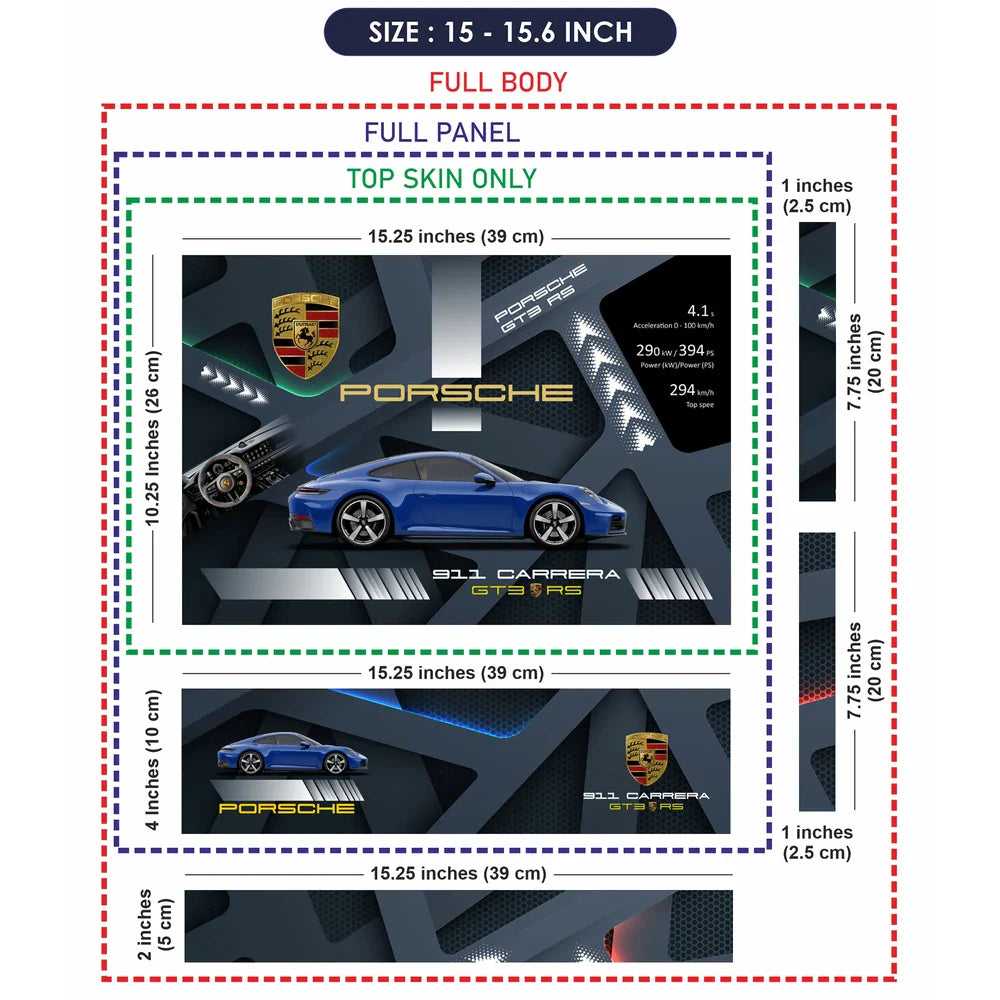 Universal Laptop Skin - Porsche 911 Carrera Blue GT3 Art