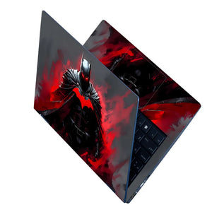 Laptop Skin - Dark Superhero Bat in Red Flames