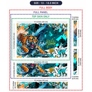 Laptop Skin - Vibrant Street Art Tiger Aqua Splash