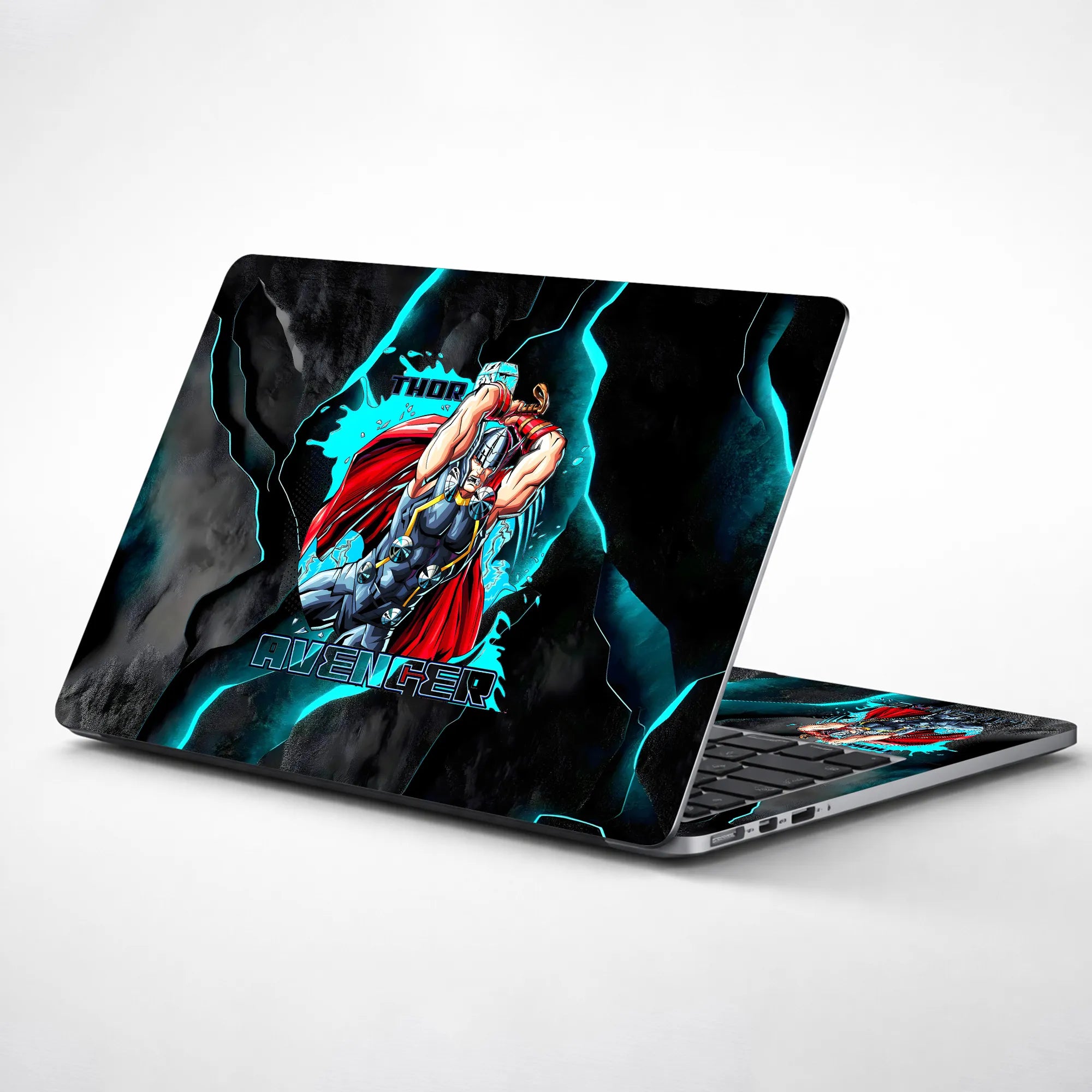Laptop Skin - Dynamic Comic Hero Thor Electric Blue