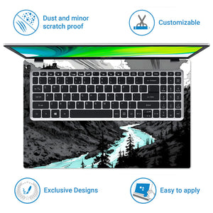 Laptop Skin - Monochrome Comic Landscape Serene River