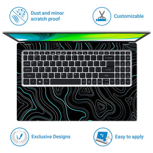Laptop Skin - Abstract Line Art Turquoise Waves