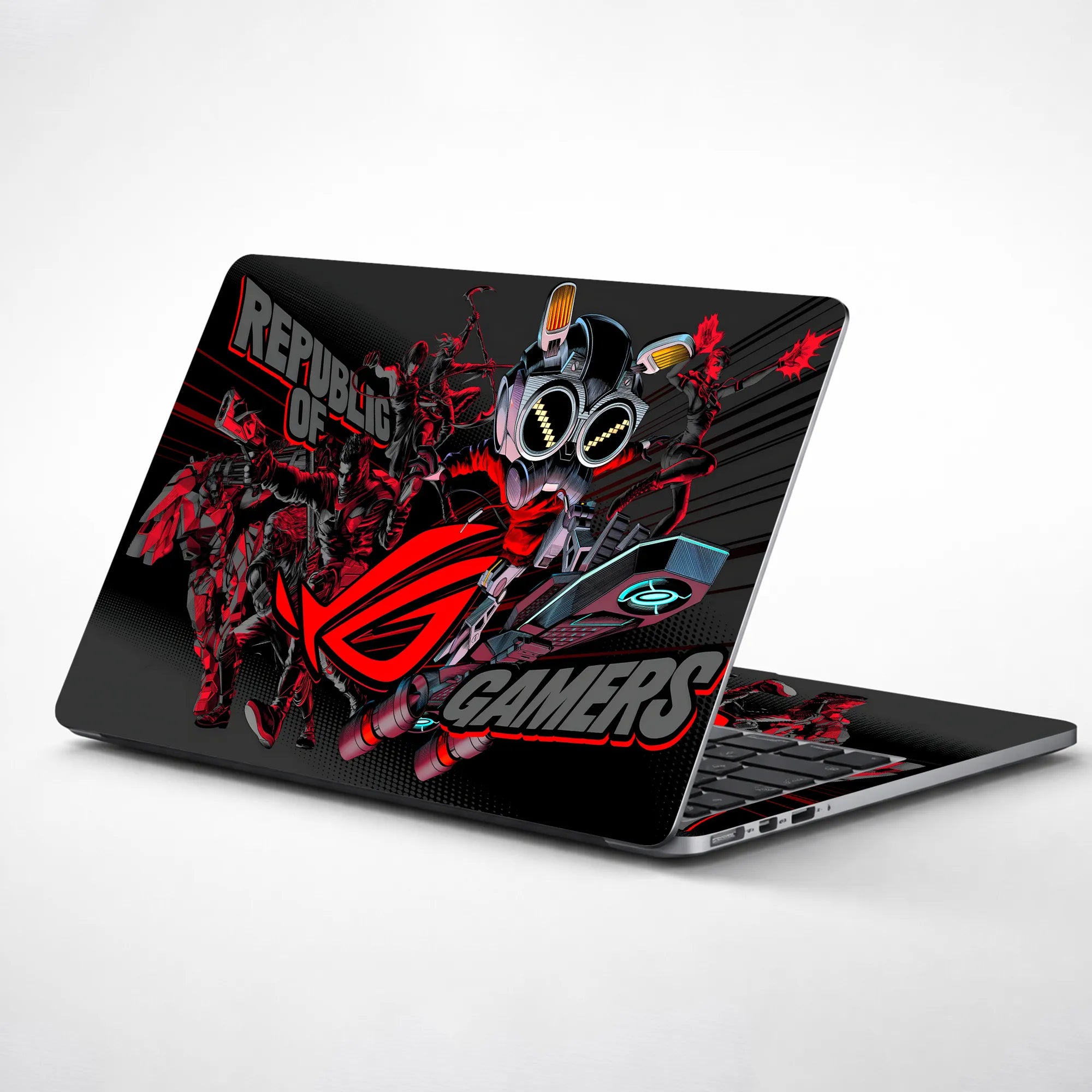 Laptop Skin - Dynamic Comic Style Gamers Red Action