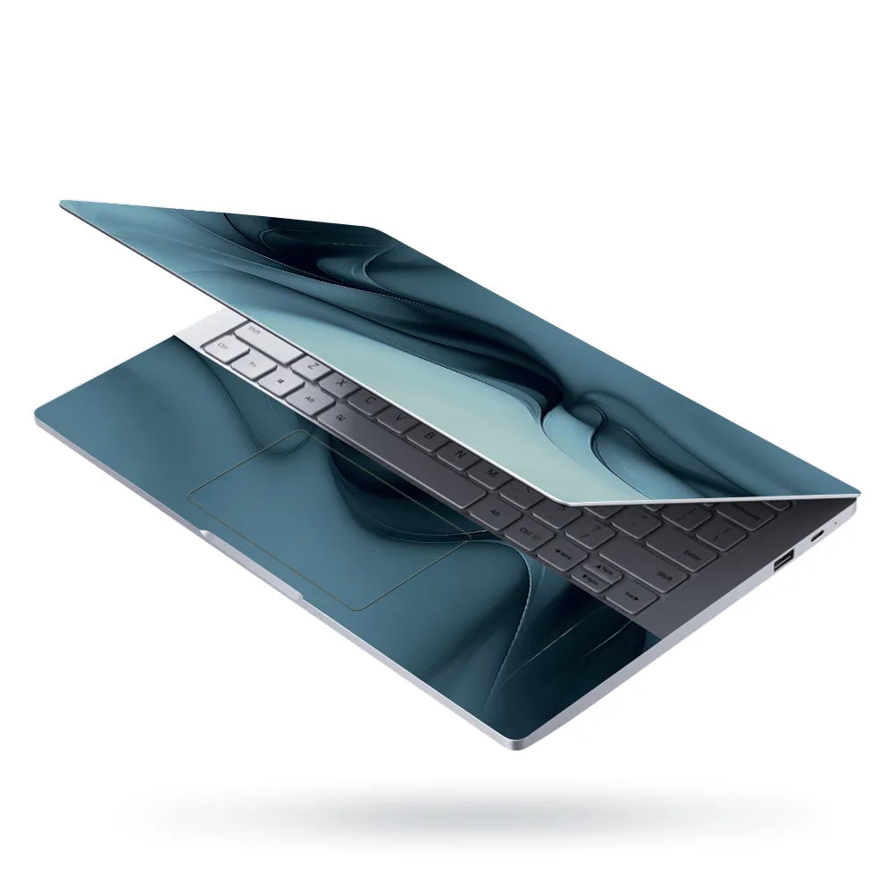 Laptop Skin - Fluid Abstract Waves Cool Blue Tones