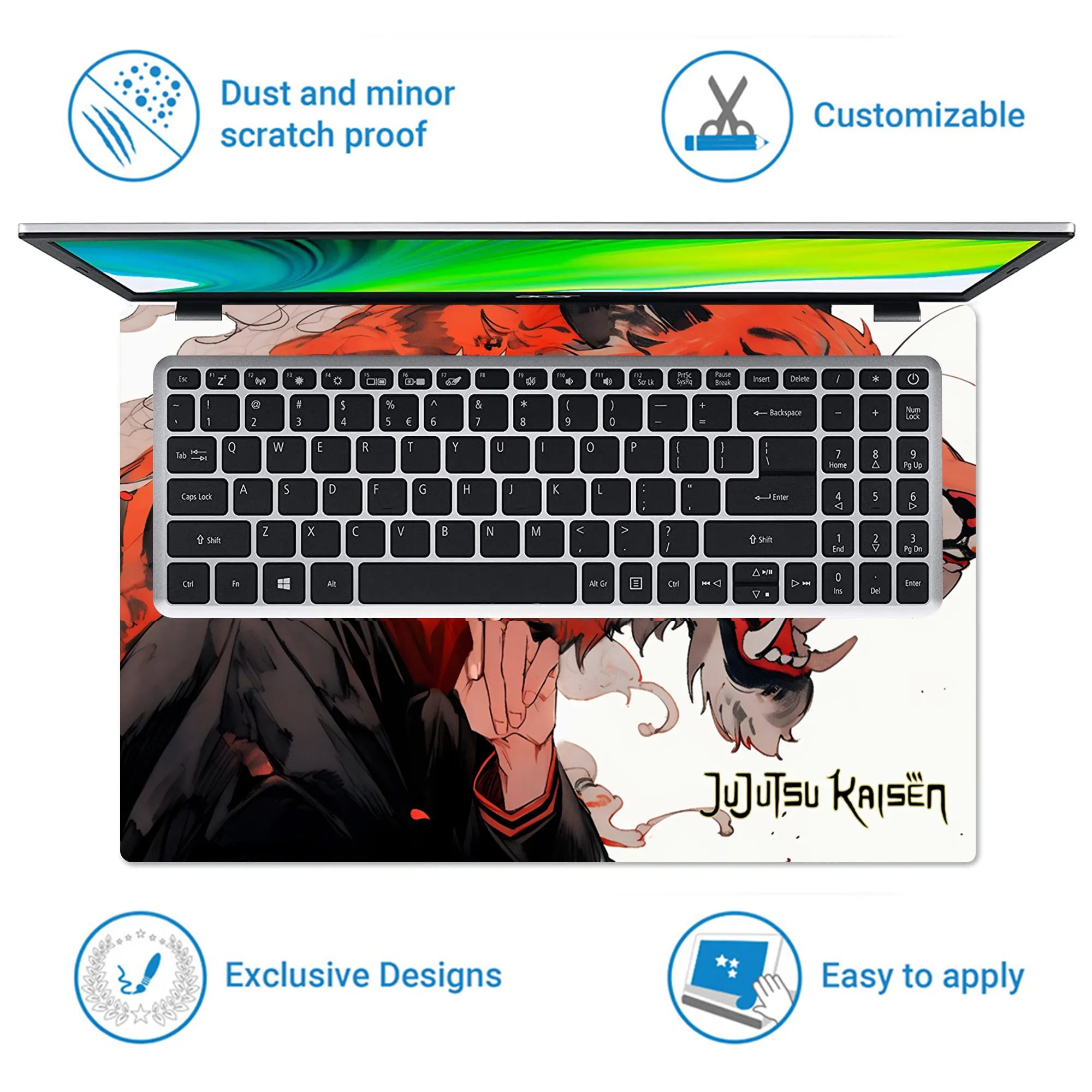 Laptop Skin - Dynamic Anime Character Fiery Red Mood