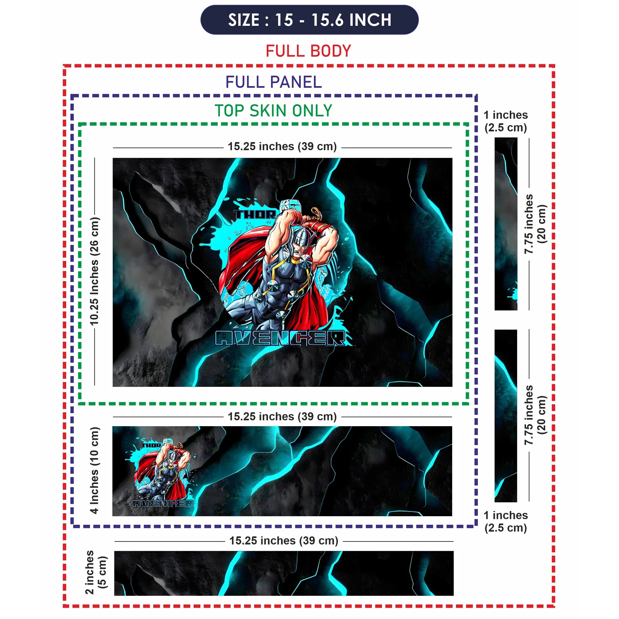Laptop Skin - Dynamic Comic Hero Thor Electric Blue