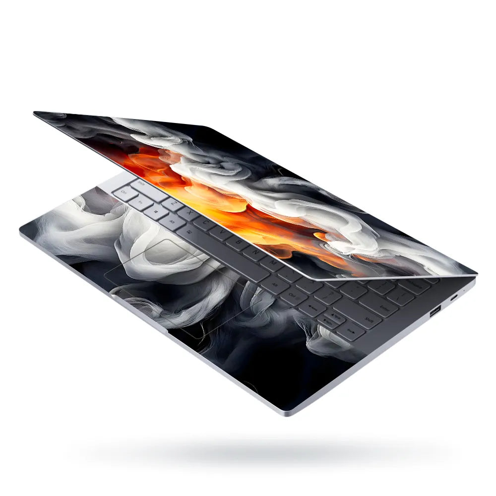 Laptop Skin - Abstract Smoke Flames Orange Black