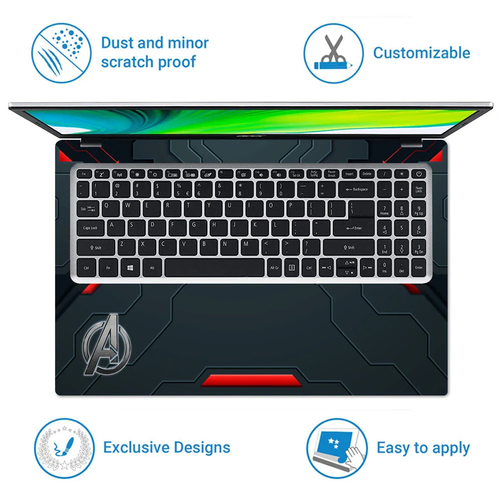 Universal Laptop Skin - Gaming Background Black Red a Logo