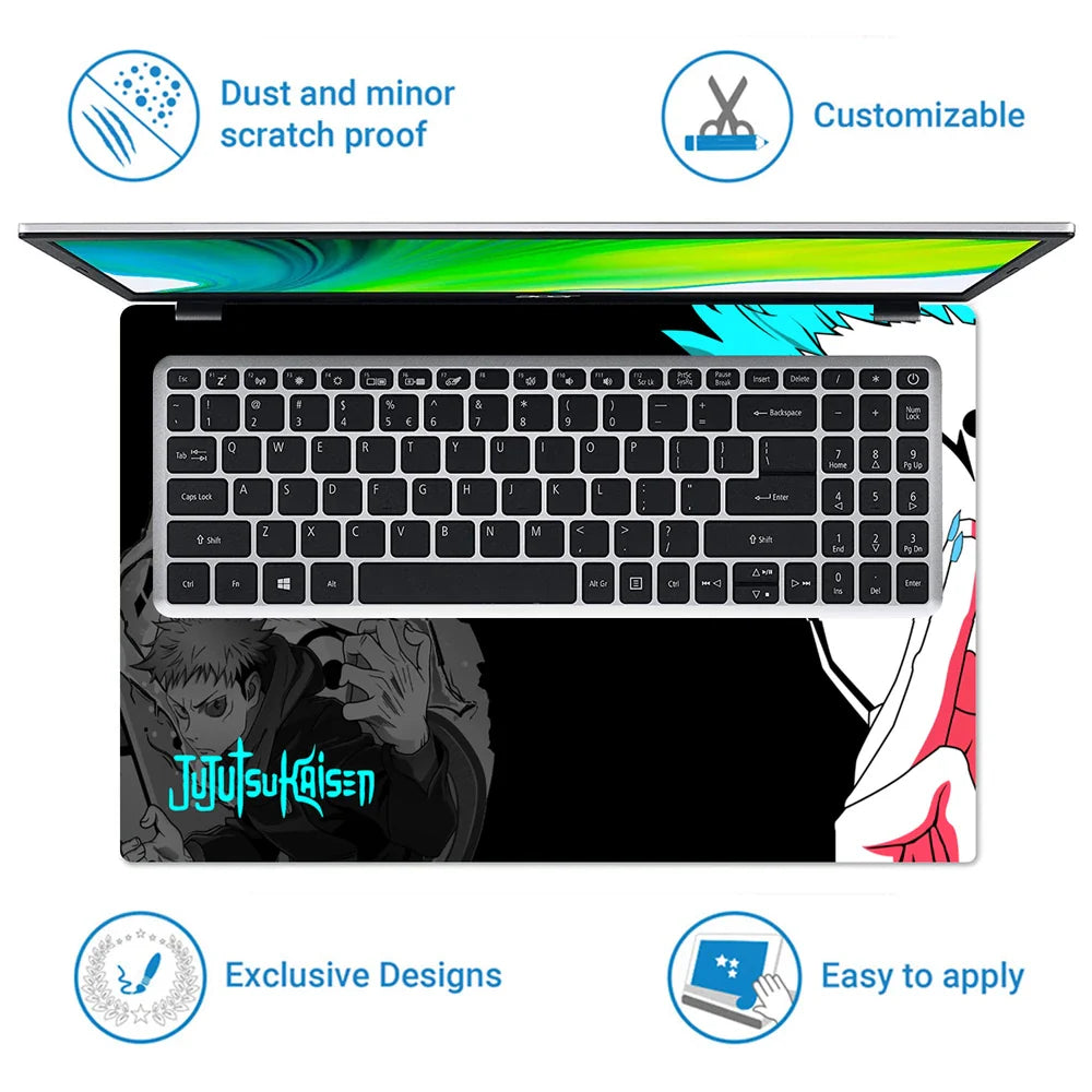 Universal Laptop Skin - Black Teal Sukuna Anime Layout