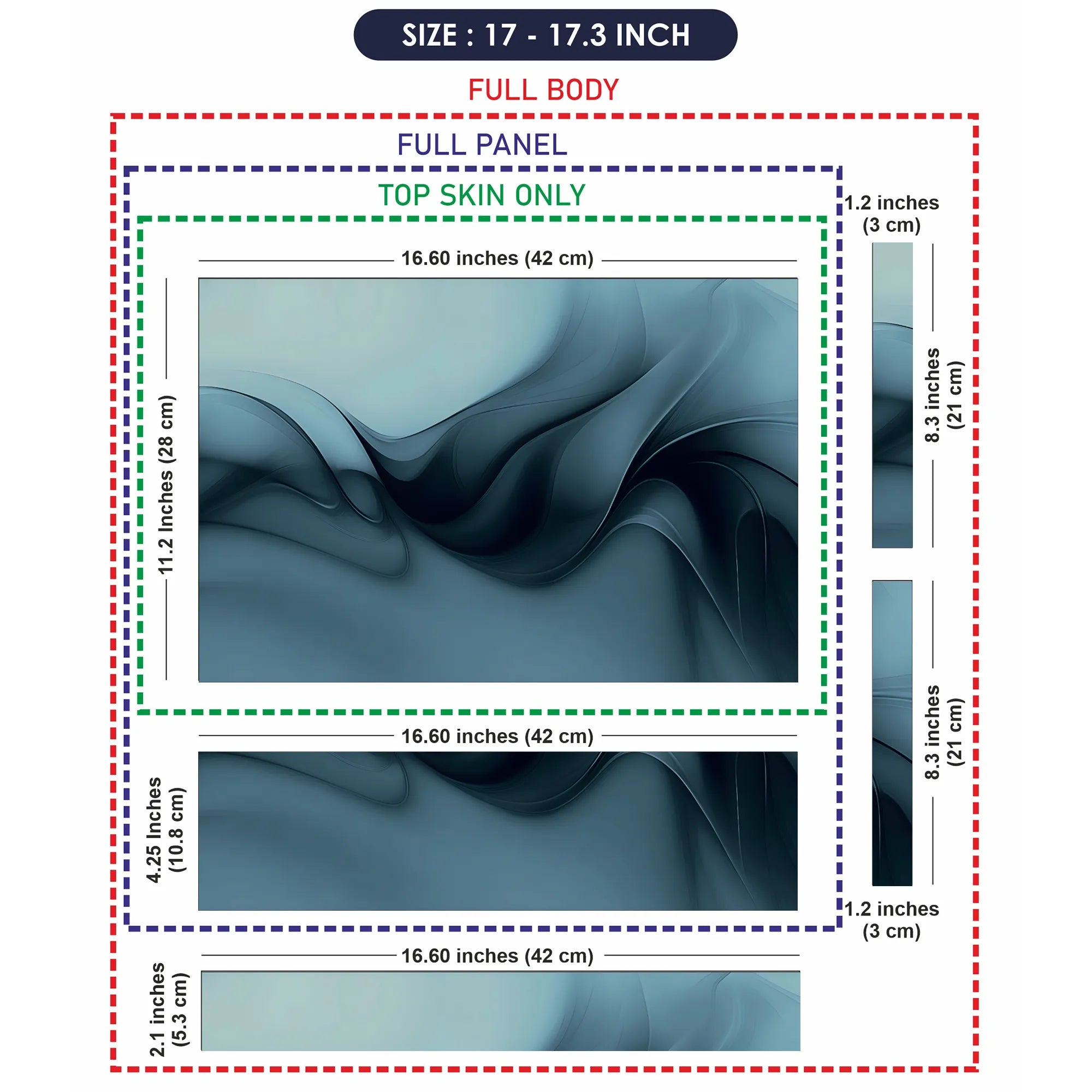 Laptop Skin - Fluid Abstract Waves Cool Blue Tones