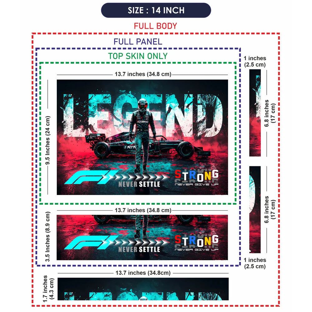 Universal Laptop Skin - Teal Red F1 Neon Racing Legend