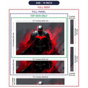 Laptop Skin - Dark Superhero Bat in Red Flames