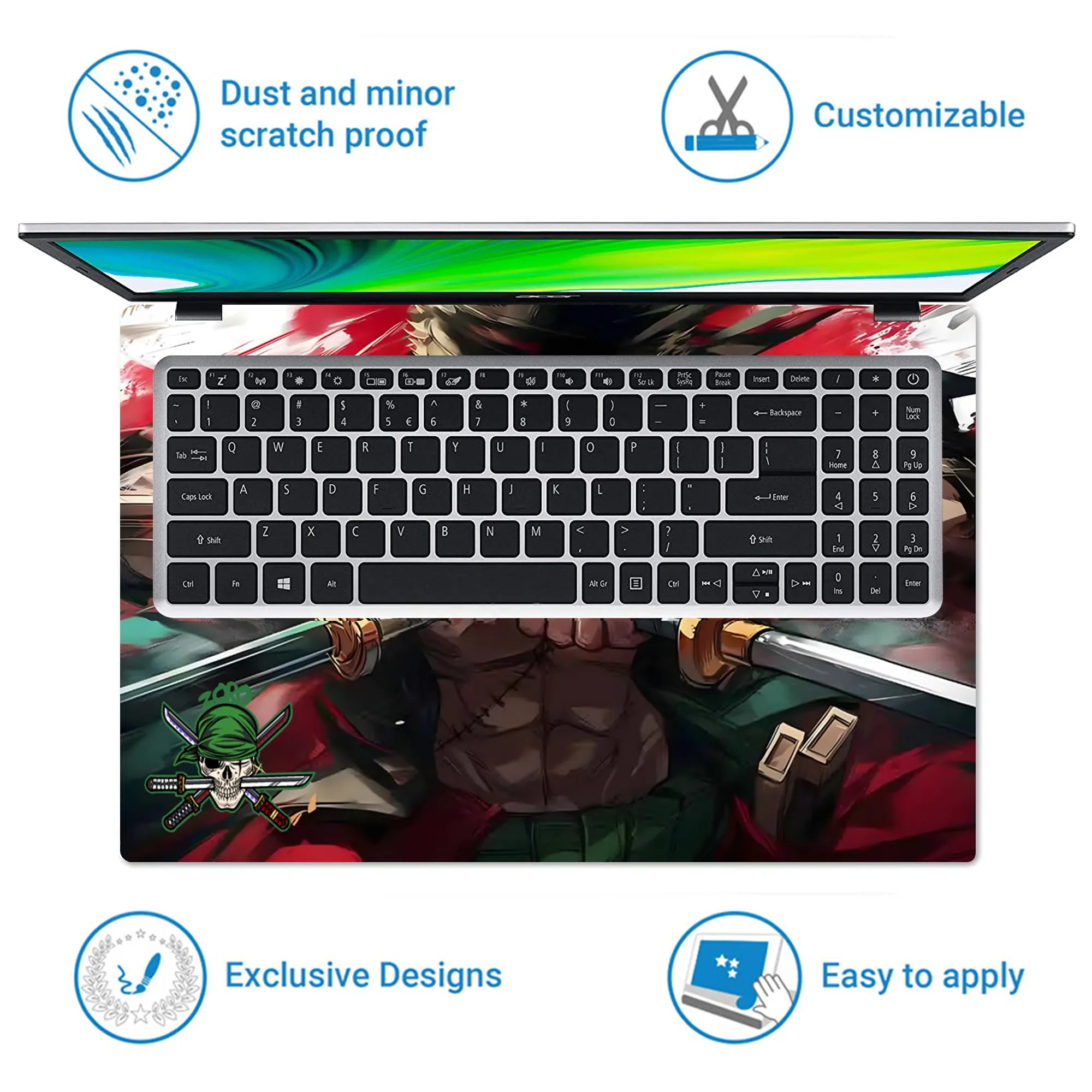 Laptop Skin - Dynamic Anime Warrior Red Action