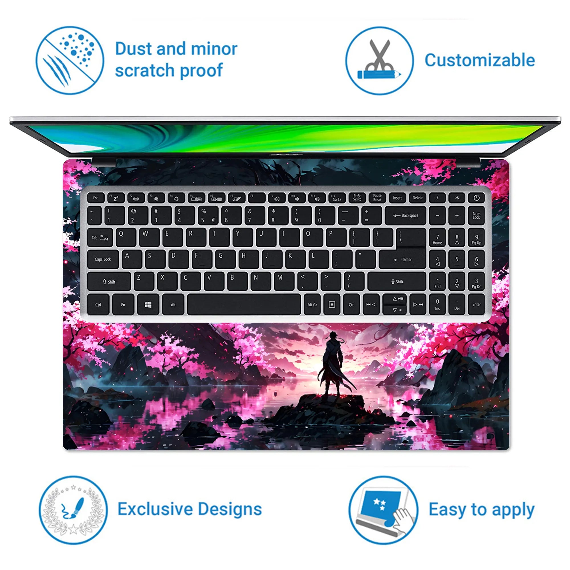 Laptop Skin - Epic Fantasy Dragon Cherry Blossom Night