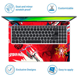 Laptop Skin - Spider-Man Red Mask Graffiti Superhero Art Design