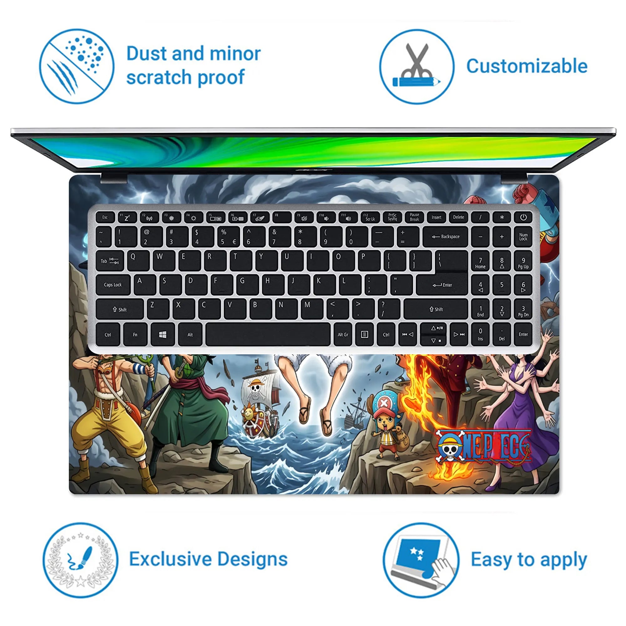 Laptop Skin - Dynamic Anime Adventure Stormy Sea