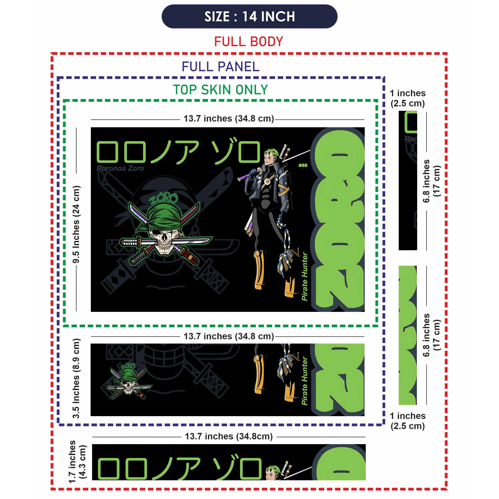 Laptop Skin - Bold Anime Pirate Hunter Green Vibes