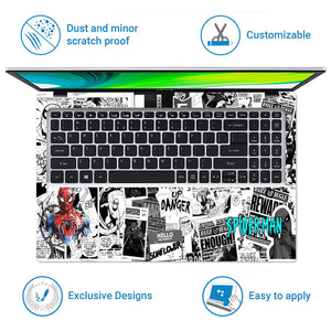 Universal Laptop Skin - Spider Hero BW Comic Art
