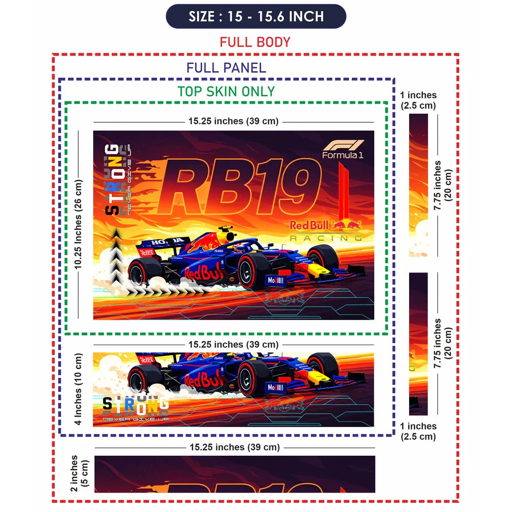 Universal Laptop Skin - Blue Red RB19 Racing Car Art