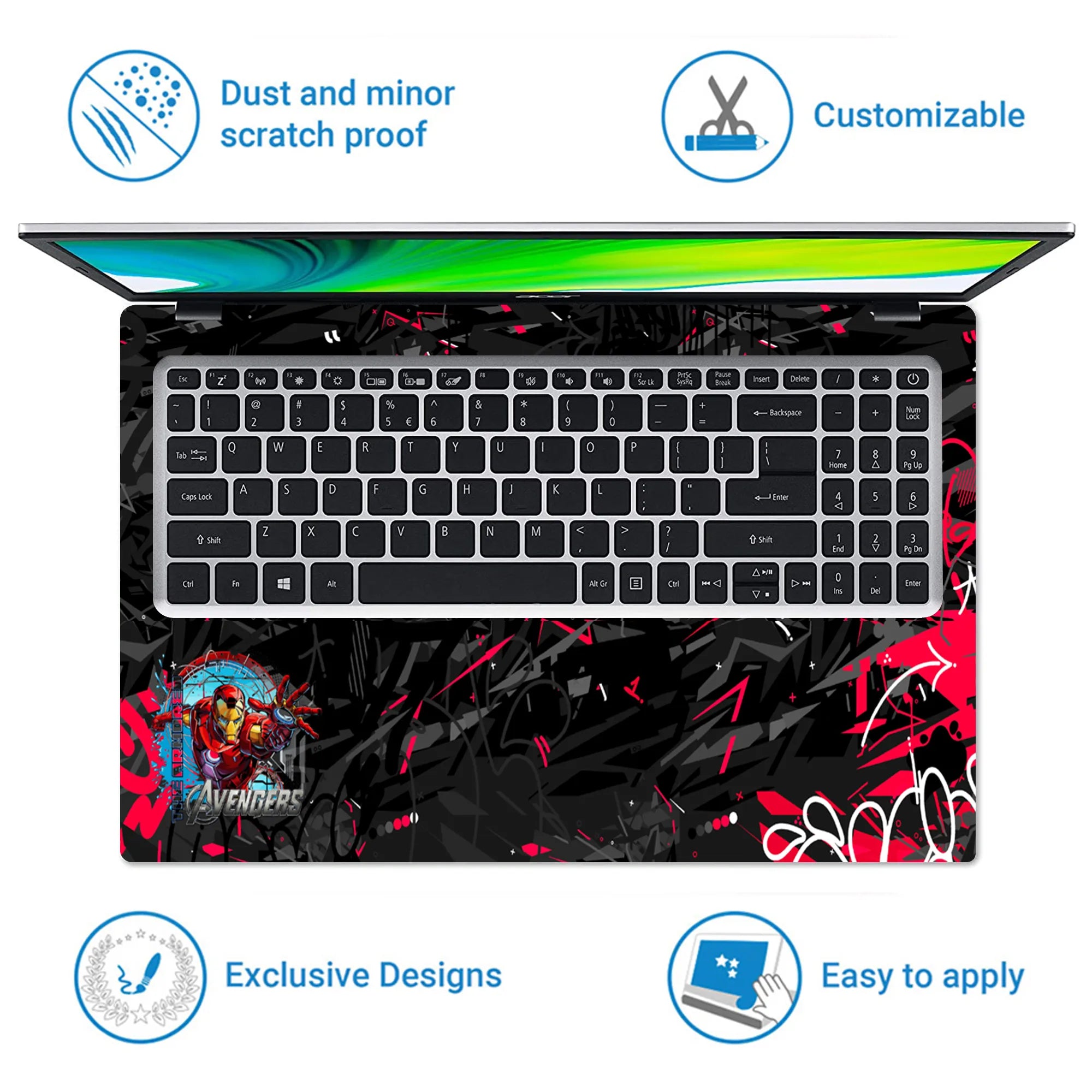 Laptop Skin - Dynamic Comic Iron Man Red Action