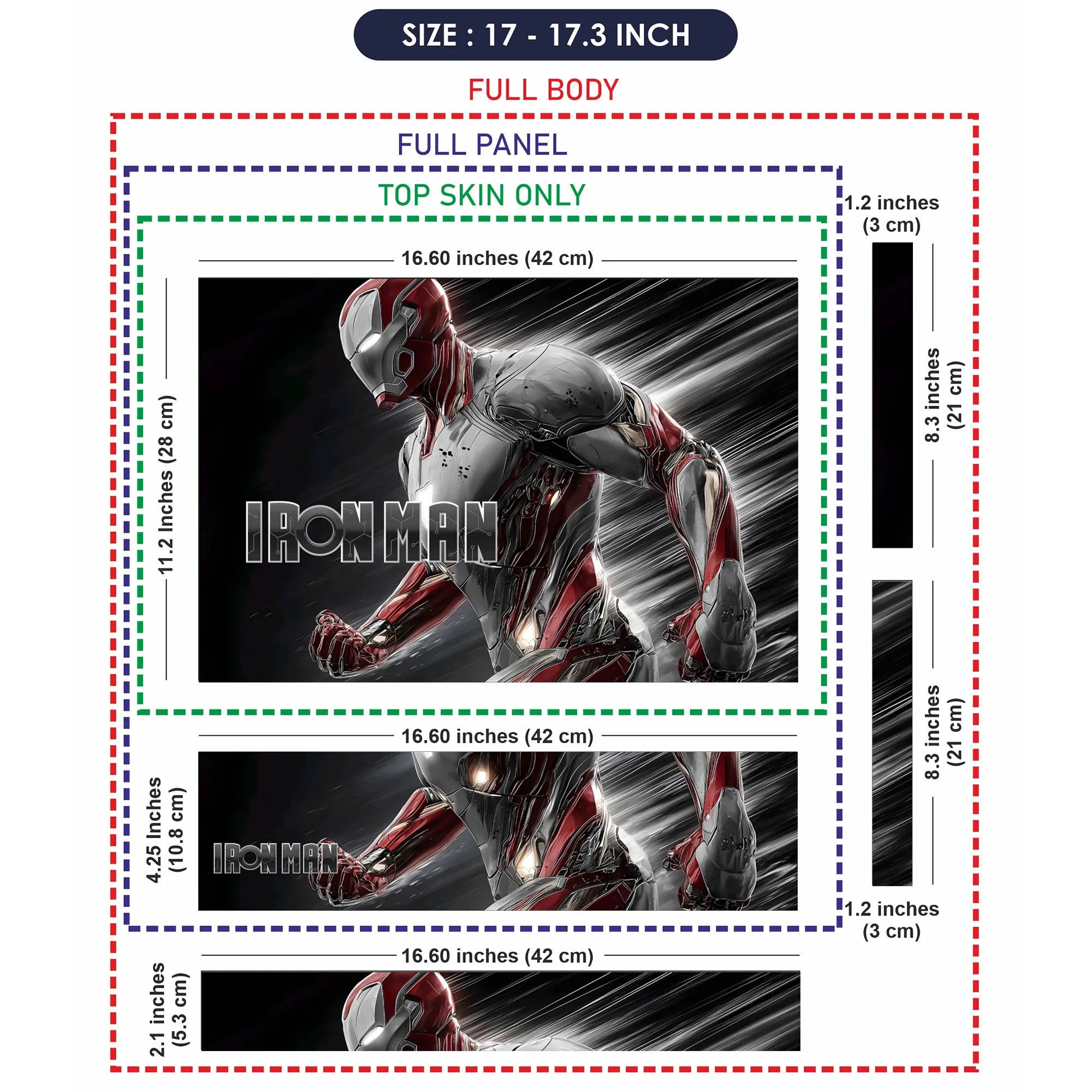 Laptop Skin - Dynamic Comic Iron Man Silver Red