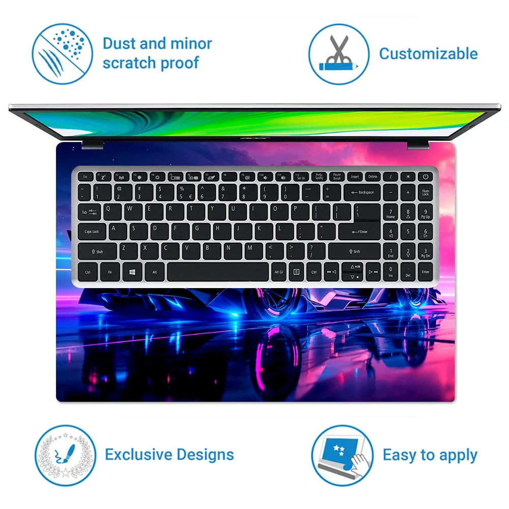 Universal Laptop Skin - Futuristic Neon Supercar