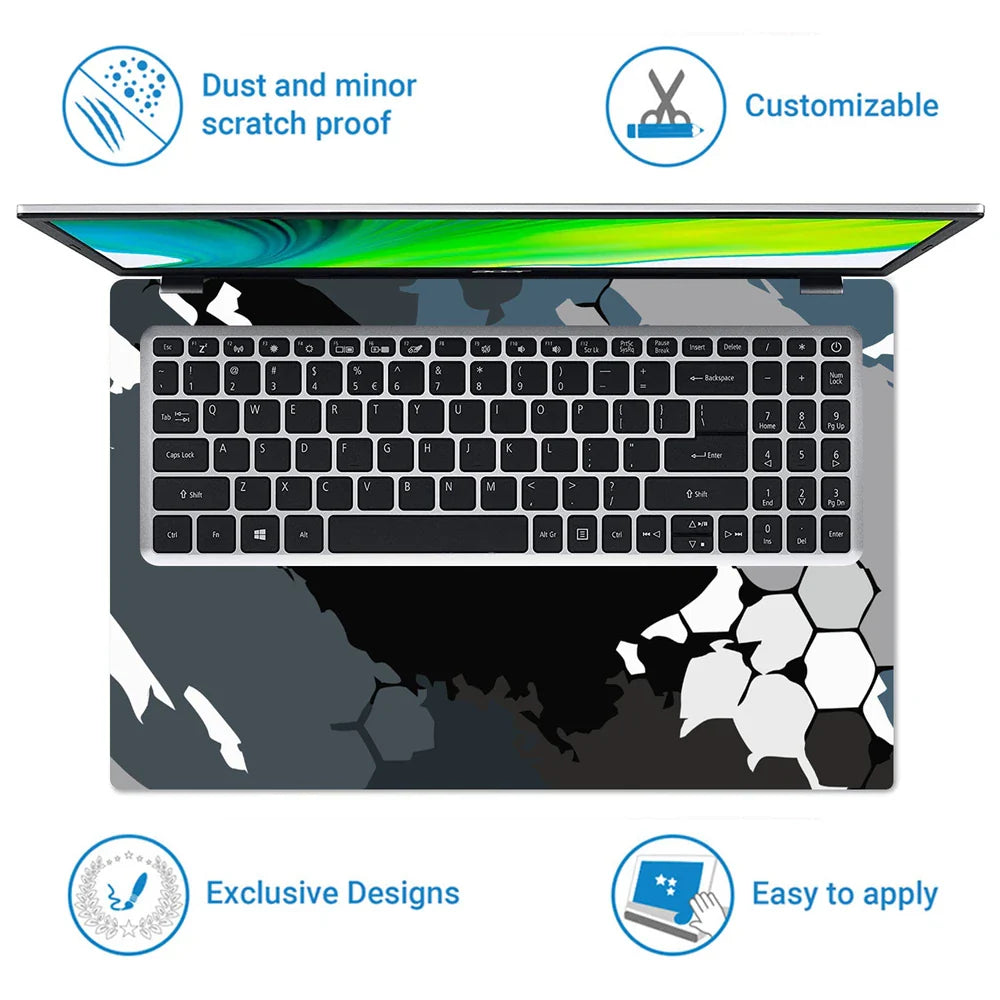 Universal Laptop Skin - Grey Black Honeycomb
