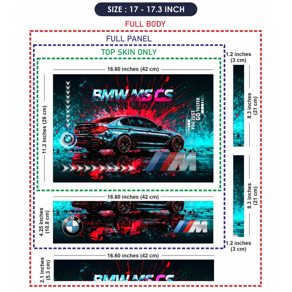 Laptop Skin - BMW M5 Performance Car Neon Splash Digital Art