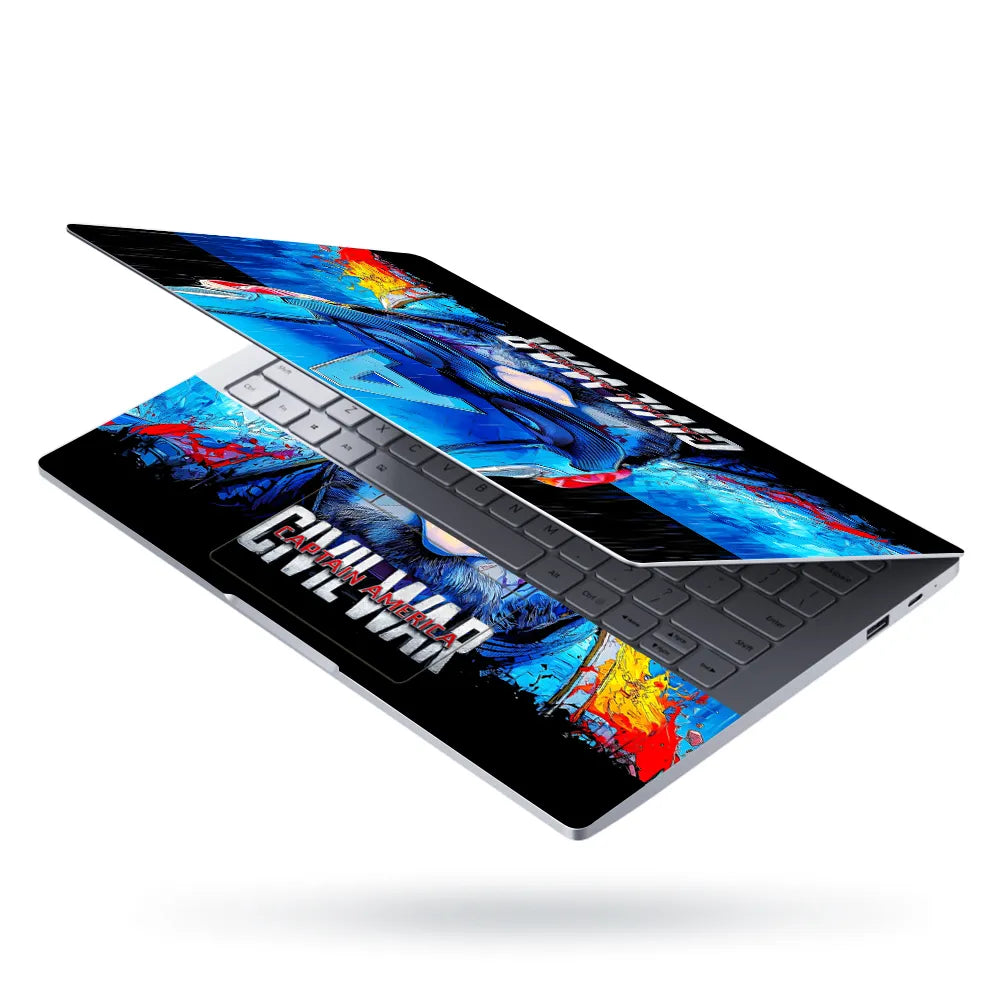 Laptop Skin - Vibrant Comic Hero Portrait Blue Tones