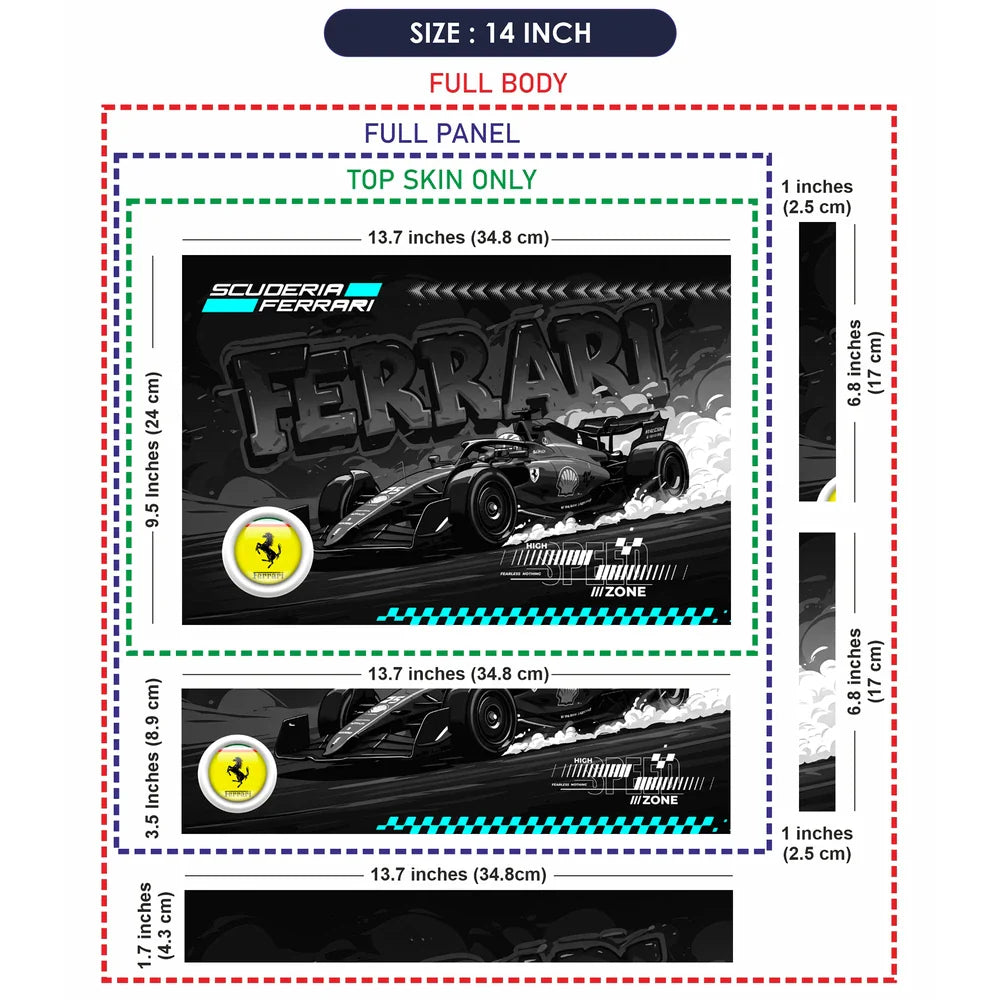 Universal Laptop Skin - Ferrari Speed Zone Design