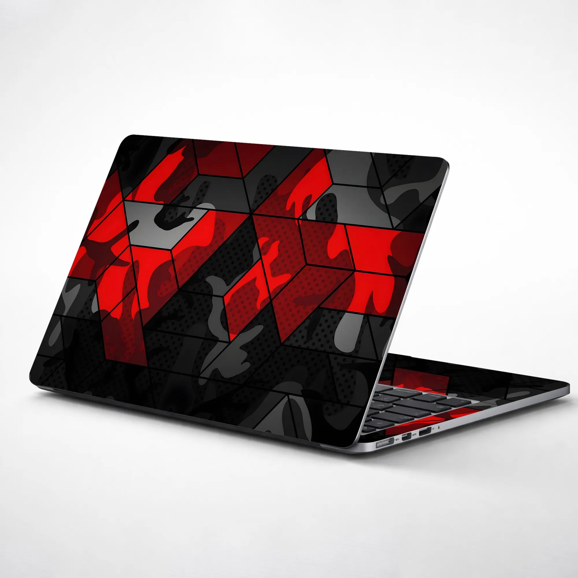 Laptop Skin - Abstract Red Camo Pattern Black Mood
