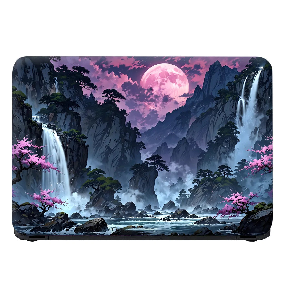 Laptop Skin - Serene Fantasy Landscape Pink Moon