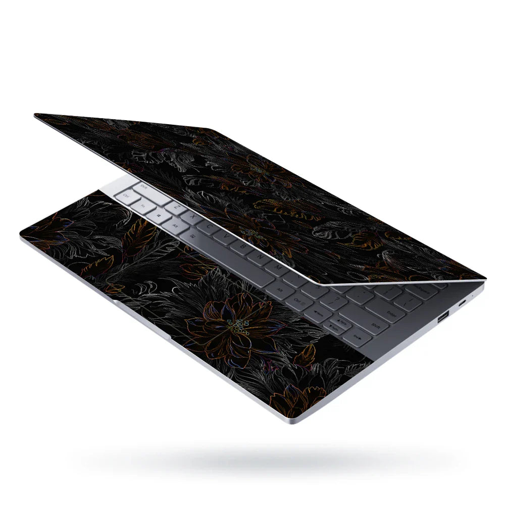 Universal Laptop Skin - Dark Golden Floral Texture