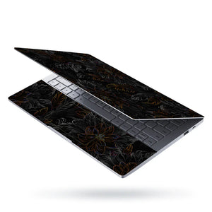 Universal Laptop Skin - Dark Golden Floral Texture