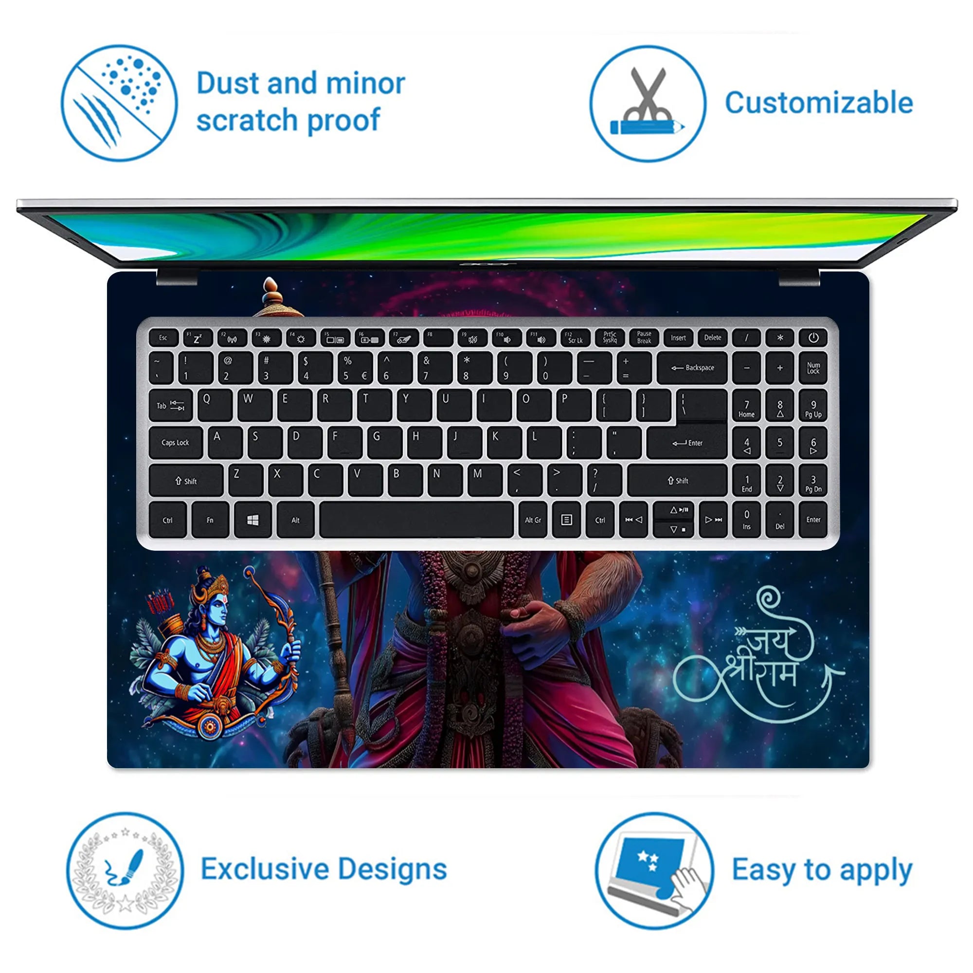Laptop Skin - Lord Hanuman With Gada Shree Ram Artwork