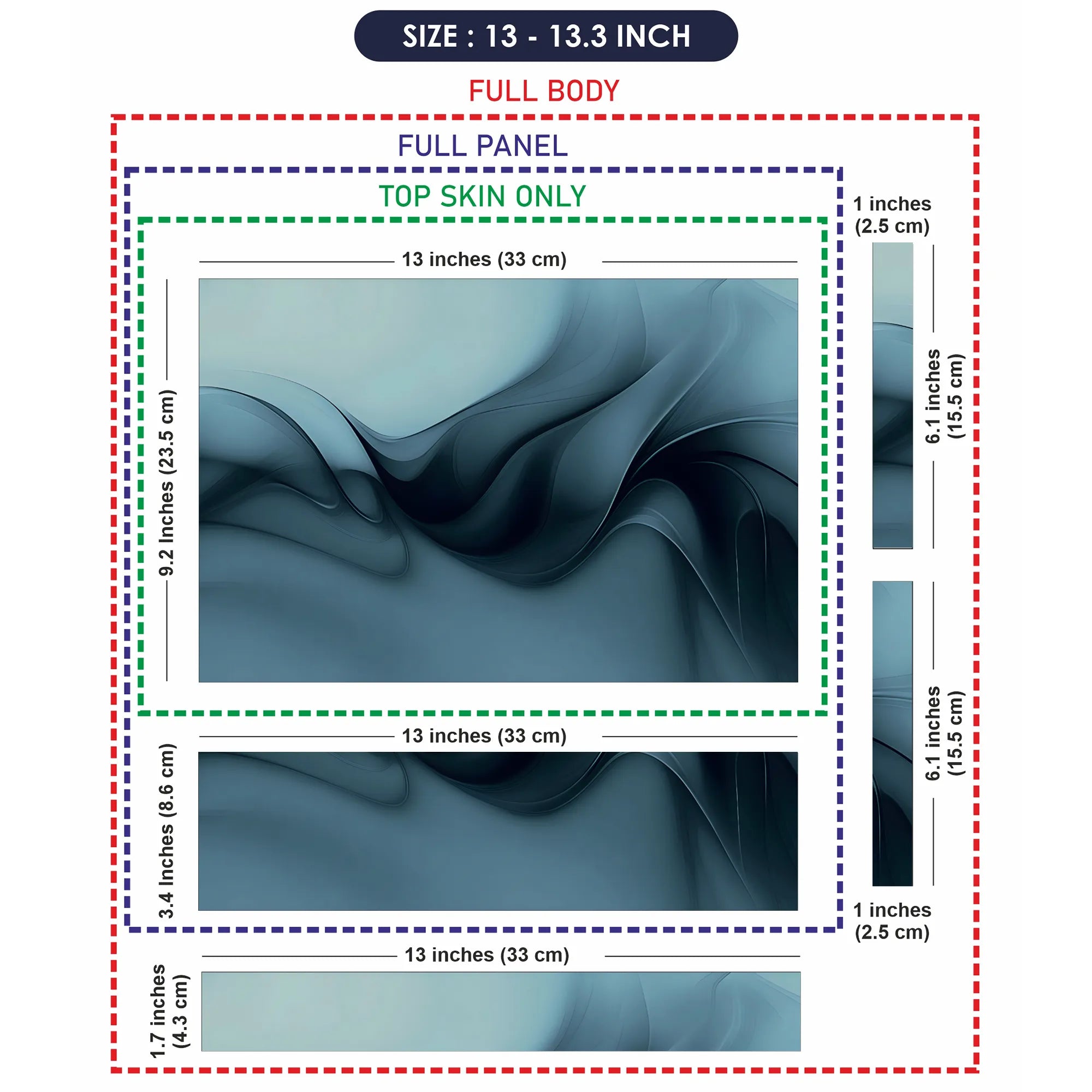 Laptop Skin - Fluid Abstract Waves Cool Blue Tones